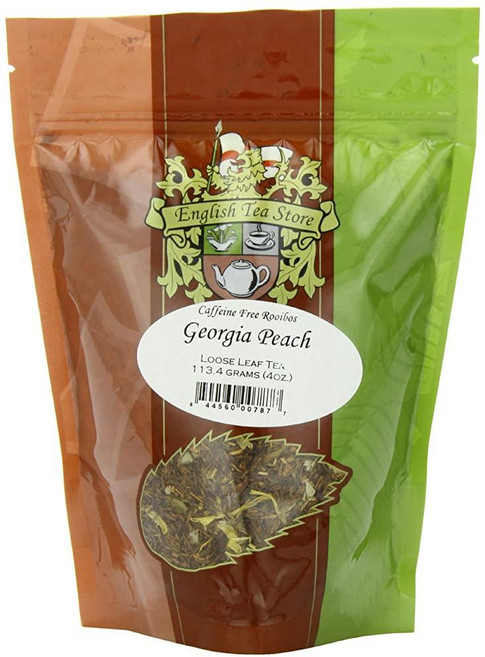 English Tea Store 루즈 리프 루이보스 허브 티 118.3ml(4온스), Georgia Peach Rooibos 카페인 프리 티, 4 Ounce (Pack of 1), 1개, 1개