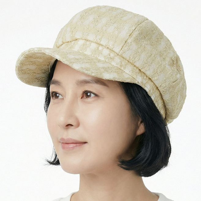 여름 팔각모 글리터 트위드 캡 중년여성 모자 화려한 레이스 큐빅 망사 플라워 빵모자