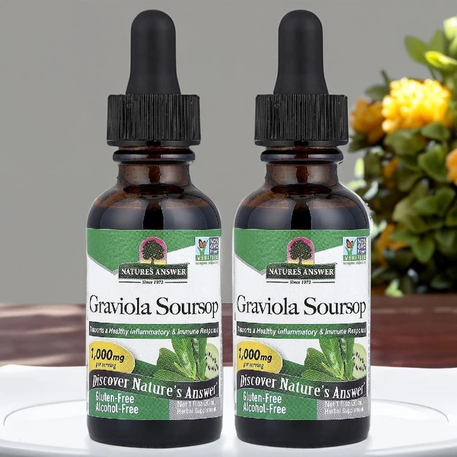 네이처스앤서 그라비올라 허브 액상 스포이드 소스솝 1000mg 30ml 2병 - 쿠팡