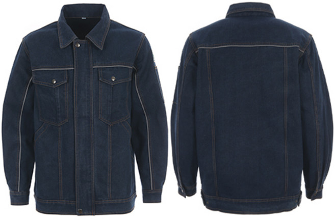 지스터프 공장 상의 근무복 용접용 청 데님 안전제일 점퍼