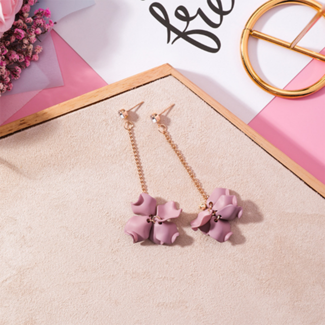 여성귀걸이 퍼플리아드롭귀걸이 꽃잎귀걸이 꽃귀걸이 플라워귀걸이 귀걸이