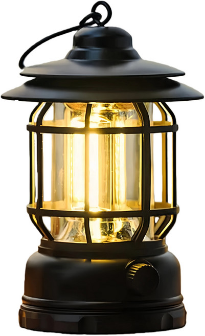 KBKXOZ 충전LED등/카세트 무드등/캠핑등/텐트등/무드등/무드등/감정실내등/홈 라이팅등/빈티지 랜턴, 1개, 블랙 컬러