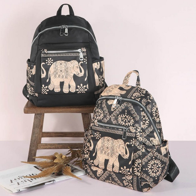 엔틱한 디자인 독특한 코끼리 그림 캐주얼 데일리 엘리펀트 백팩
