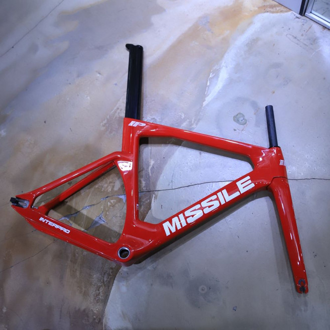 인터프로 미사일 프레임셋 카본 트랙 프레임 세트 경기용 픽시 자전거 유광 레드, 1개