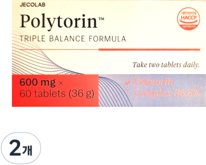 [정품] 제코랩 폴리토린 JECOLAB Polytorin 600mg x 60정, 36g, 2개