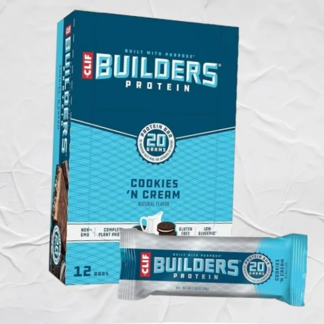 CLIF BUILDERS 단백질 바 쿠키 앤 크림 맛 식물성 20g 저 인공 감미료 없음 68g 2.4온스 - 쿠팡