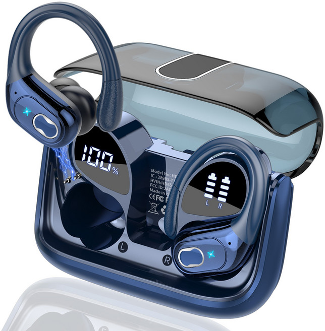 Donerton HD65 블루투스 귀걸이형 이어폰 노이즈 캔슬링 에어팟, 푸른 색