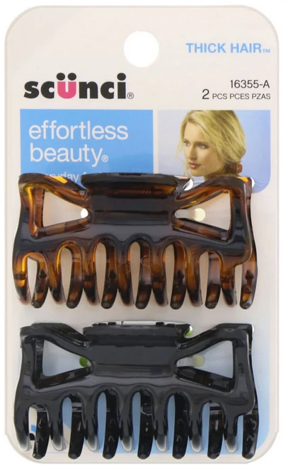 Scunci E헤어 액세서리 ffortless Beauty 두꺼운 모발용 집게핀 2개, 1개 - 쿠팡
