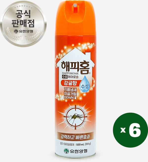 유한양행 해피홈 모기약 에어로솔, 500ml, 6개