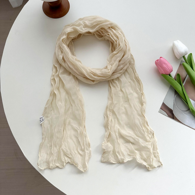 플리츠 쉬폰 고급 숄 머플러 롱 스카프