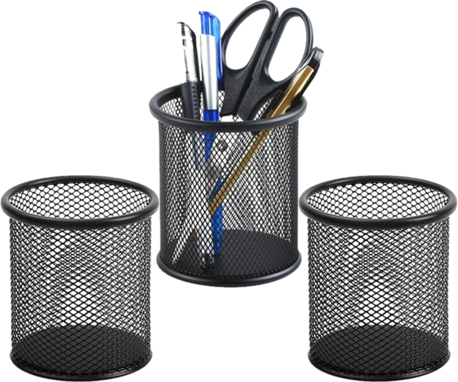 코지메이트 사무용 심플 연필꽂이, 3개, 블랙