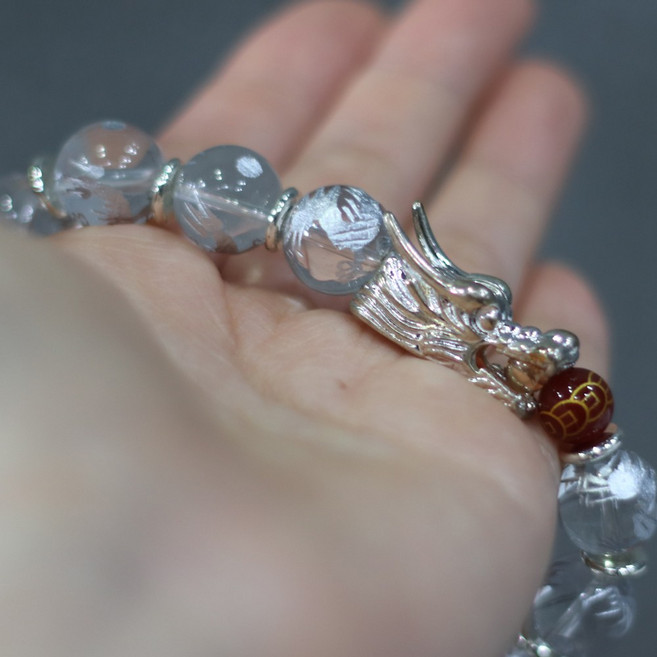 붓다북 재물운 드래곤 여의주 팔찌 12mm - 남자 불교 용 소원 염주 합장주