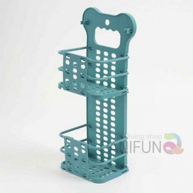 화장실수납 2단걸이 작은선반 접이식바구니 벽걸이수납 화장실선반 블루 벽걸이보관함, 상세페이지 참조, 1개