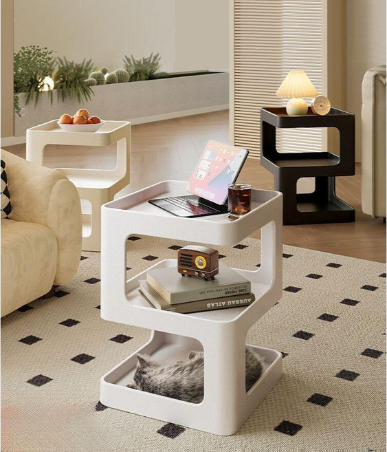 사이드테이블 소지품 침대조명 선반대 인테리어 리몬콘선반대 티테이블 사이드 협탁 수납공간, 9. 유백색 40x55cm