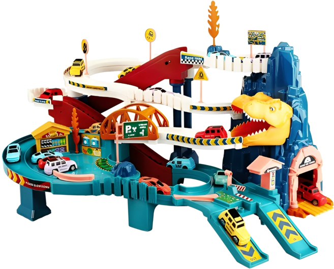 LeLe & Toy childs 恐龍電動軌道停車場, 恐龍盤山軌道（附4台車）, 如圖, 1個