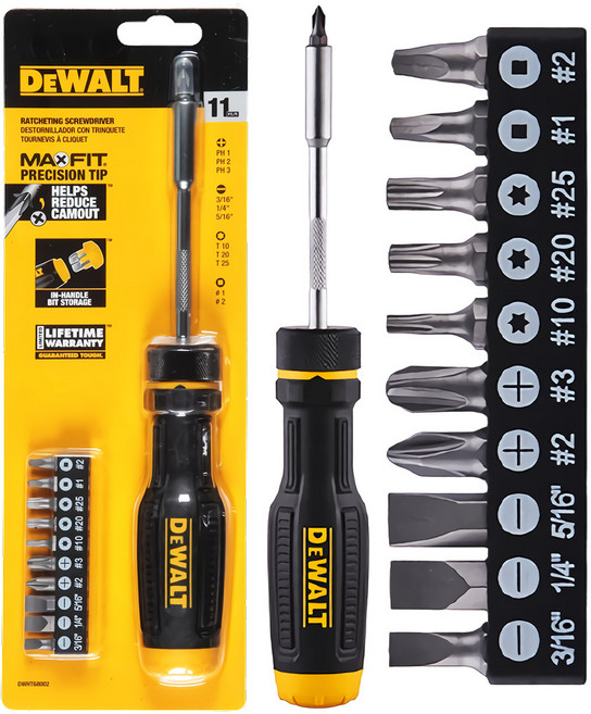 디월트 DWHT68002 11 in 1 멀티비트 라쳇 드라이버 세트 일자 십자 별, 1개