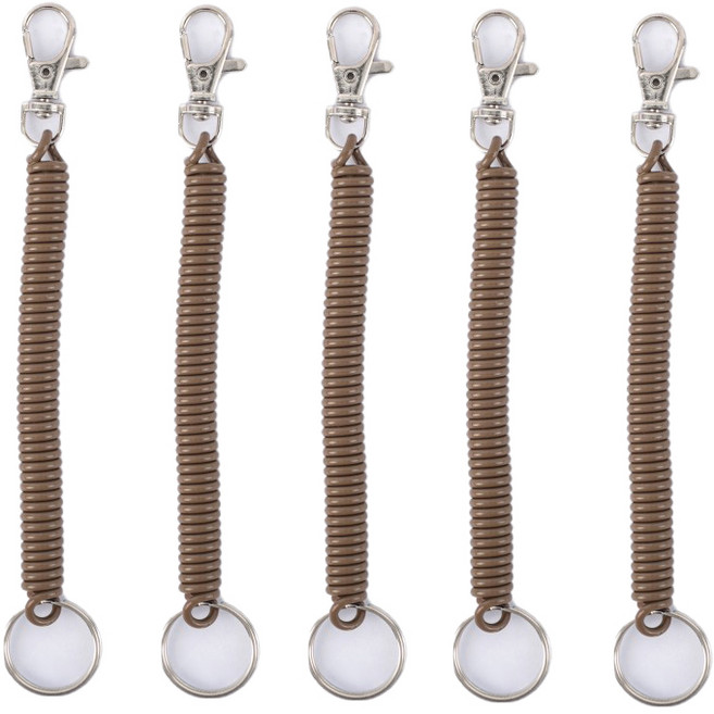 다용도 도난 분실 방지 휴대폰 가방 안전 고리 스프링 스트랩 줄, 5개, 브라운