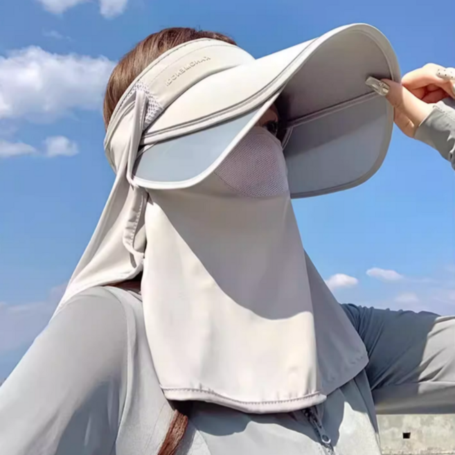 소푸미 햇빛가리개모자 확장형썬캡 자외선차단 밭일, 그레이