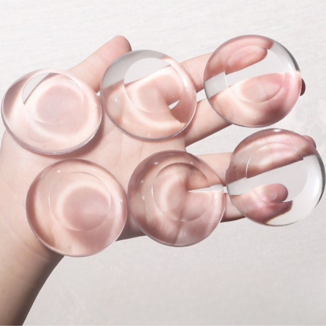 바잇마이 문쾅방지 실리콘 원형 도어 패드, 6개, 클리어