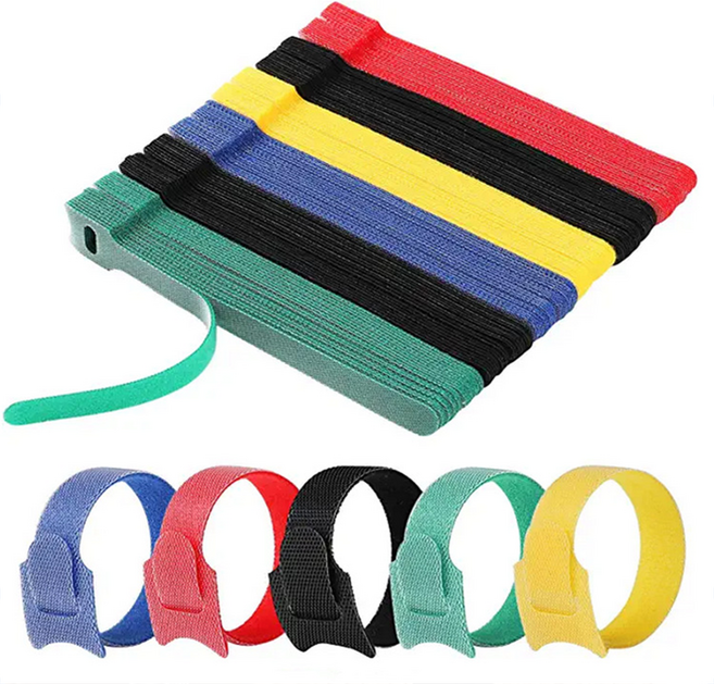 벨크로 케이블 타이 컴퓨터 선정리 찍찍이 3M 부직포, 100개, 화이트 15cm