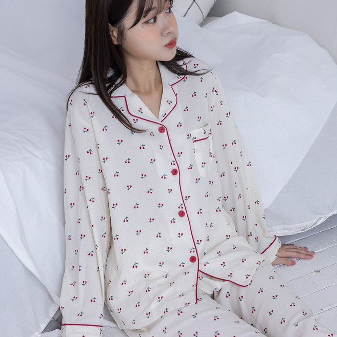 MANSFIT 여성 긴팔 파자마 잠옷 상하의 세트