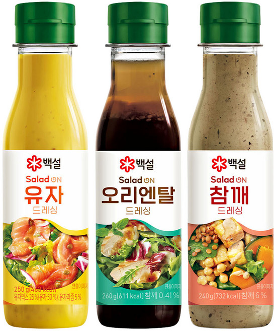 백설 드레싱 3종(오리엔탈드레싱+참깨드레싱+유자드레싱), 1세트, 750ml