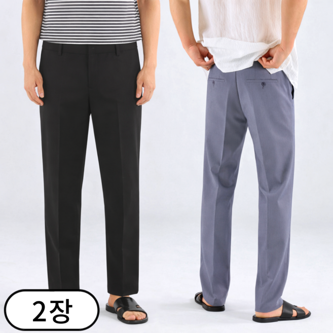 [1+1] 남성용 여름 냉감 쿨 버클 일자핏 슬랙스 빅사이즈 (6642-2)