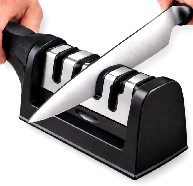 아마폴라 칼갈이 가위갈이 가정용 멀티 샤프너 4in1, 블랙, 1개