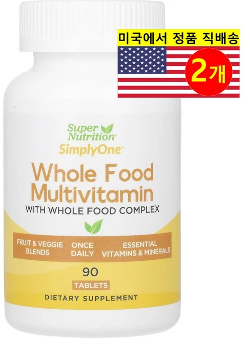 Super Nutrition 심플리 홀 푸드 멀티비타민 Simply One Whole Food Multivitamin, 90정, 2개 - 쿠팡