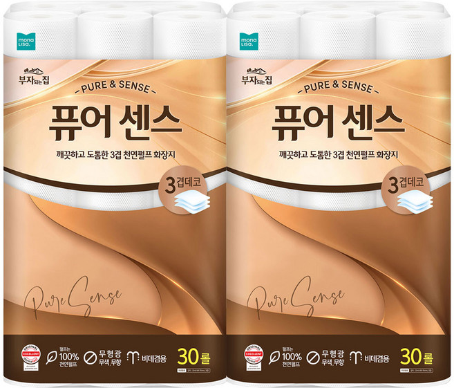 모나리자 퓨어 센스, 모나리자 퓨어 센스 22m*30롤 2팩, 30롤