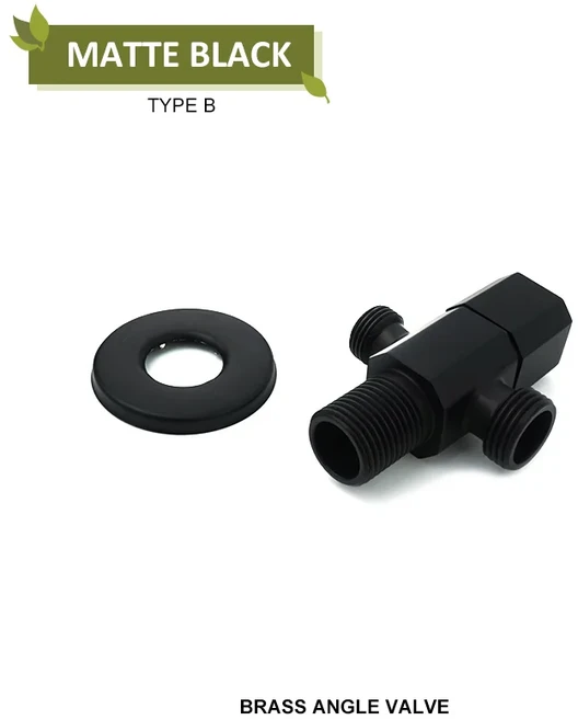 삼각 밸브 황동 3 방향 물 분사 벽걸이 One-In-Two-Out 화장실 브러시 골든 워터 스톱, 07 Black Type B