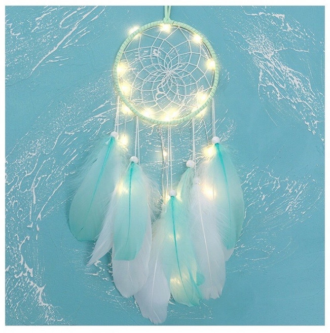 生活市集 24H台灣現貨 韓系清新小捕夢網 牆壁掛飾 房間佈置 生日禮物, 綠色