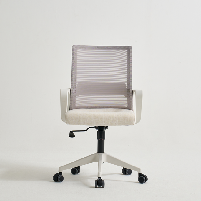 컴포트 책상의자 공부 학생 사무용 사무실 메쉬 컴퓨터의자, 화이트+아이보리방석