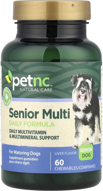 petnc NATURAL CARE 펫 내츄럴 케어 시니어 종합 비타민 포뮬라 시니어 도그 간(Liver) 맛 60 츄어블 정, 1개 - 쿠팡