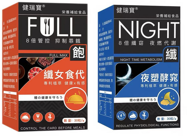 健瑞寶 FULL & NIGHT 窈窕代謝組合 營養補給食品, 1套, 60顆