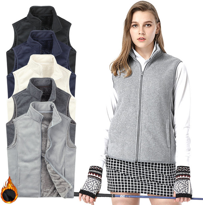 여성 골프조끼 베스트 양털 후리스 조끼 기모 발열 겨울 여자 골프웨어 빅사이즈 90-130