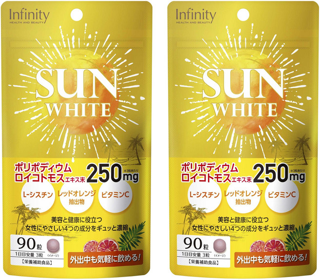 Infinity Sun White 먹는 자외선차단제 햇빛차단 먹는 선크림 90정 2개
