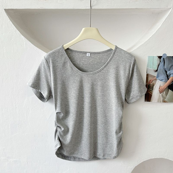 해피유통어린이 여자 브이넥 반팔 티셔츠 다채로운 색상 가능14세 이상 XG03