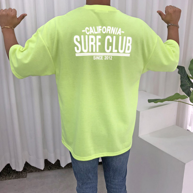 빠델 대박 네온 스카치 서프 형광 오버핏 반팔 티셔츠