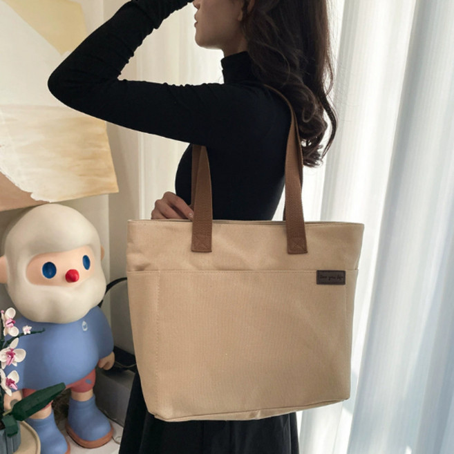 오버그로우 여성 심플 토트백 에코 캔버스 숄더 백