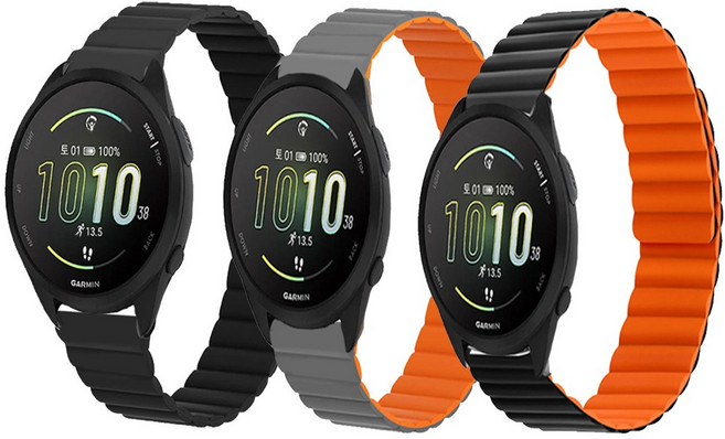 가민 워치 비보액티브 자석 우레탄 밀레니즈 시계줄 액티브3 4 5, 블랙, 1개