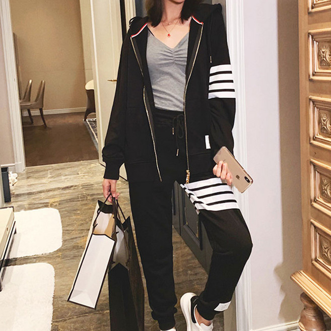 ANYOU 봄 가을 후드집업+조거팬츠 투피스 후드티 츄리닝세트 오버핏 트레이닝복세트