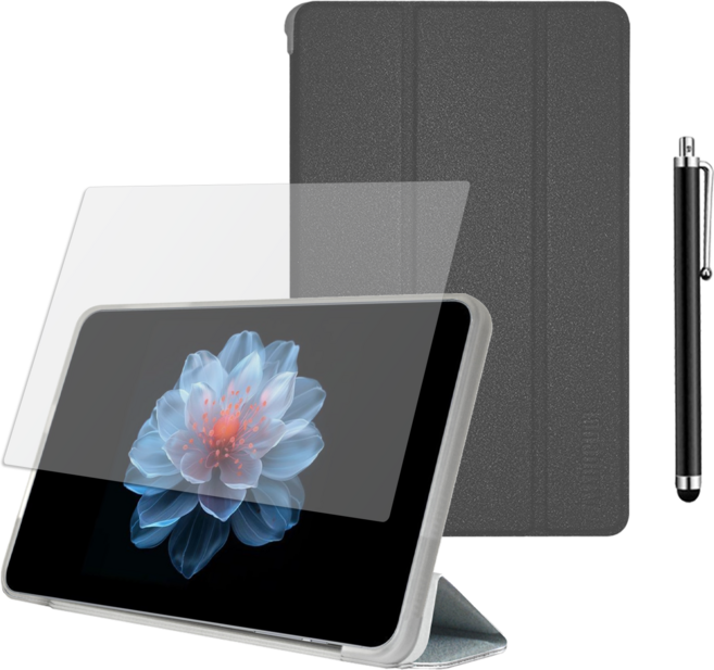 ALLDOCUBE Iplay70 Mini Turbo 플립 케이스 + 저반사 필름 + 터치펜, 다크 그레이
