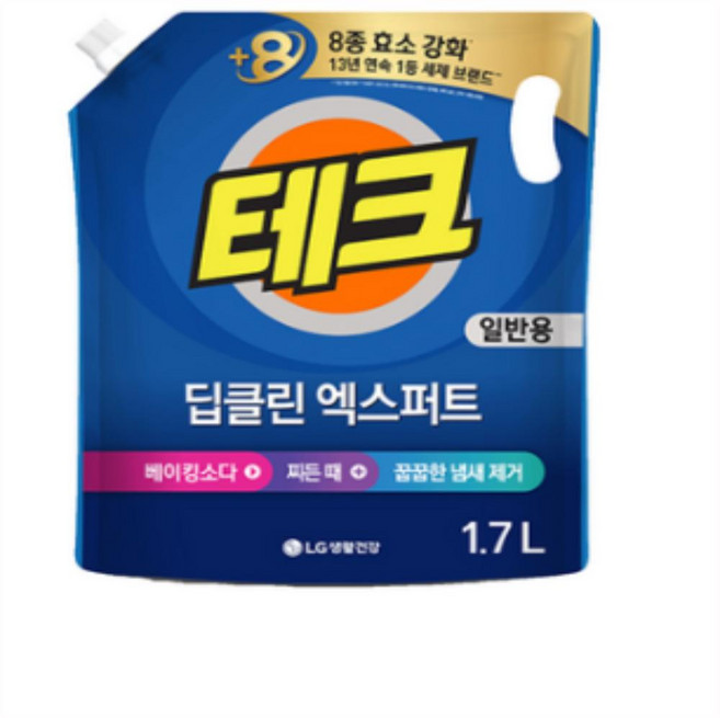 테크 딥클린 실내건조 액체세제 일반 리필, 1.7L, 10개