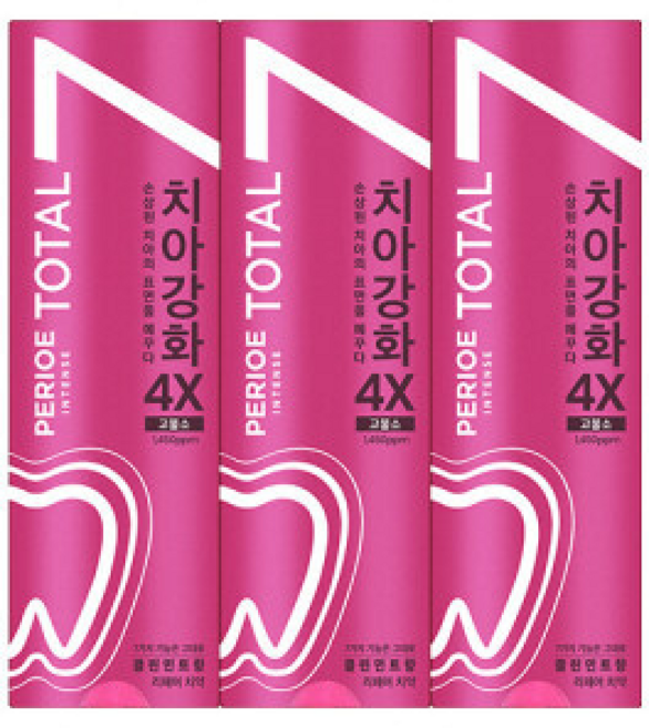 LG생활건강 페리오 인텐스 치아강화 120g x 3개(클린민트), 3개