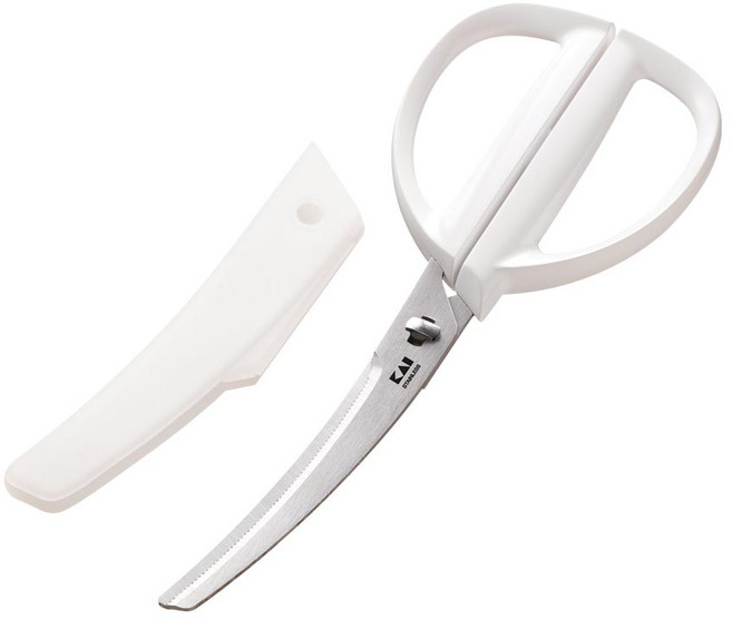 카이지루시 커브형 주방 가위 (커버포함) 추천 이유식/고기 일본 식가위 휴대용, 1개