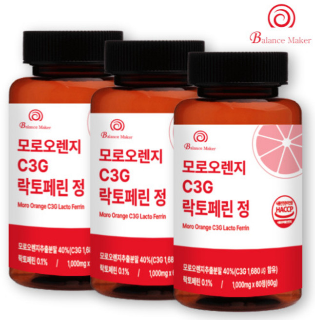 밸런스메이커 모로오렌지 C3G 락토페린 프리미엄 정 (3+1) 식약처인증_8개월, 4개, 60정