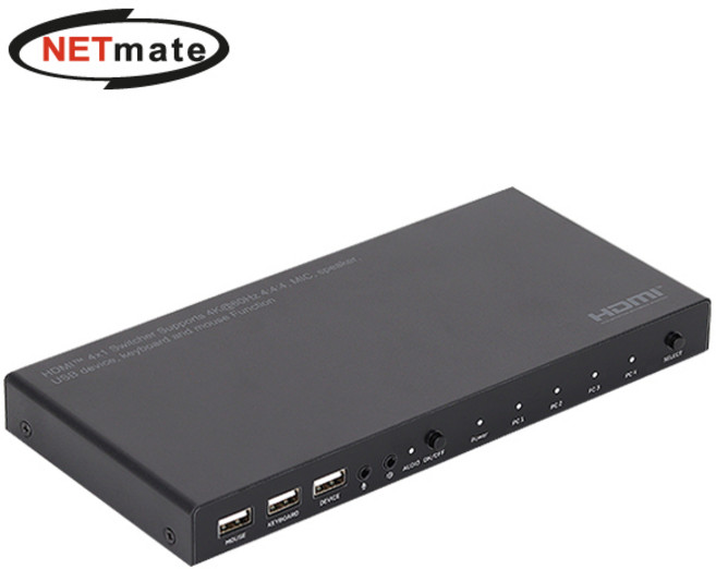 강원전자 넷메이트 NM-PTK02 4K 60Hz HDMI 2.0 KVM 4:1 스위치(USB), 1개