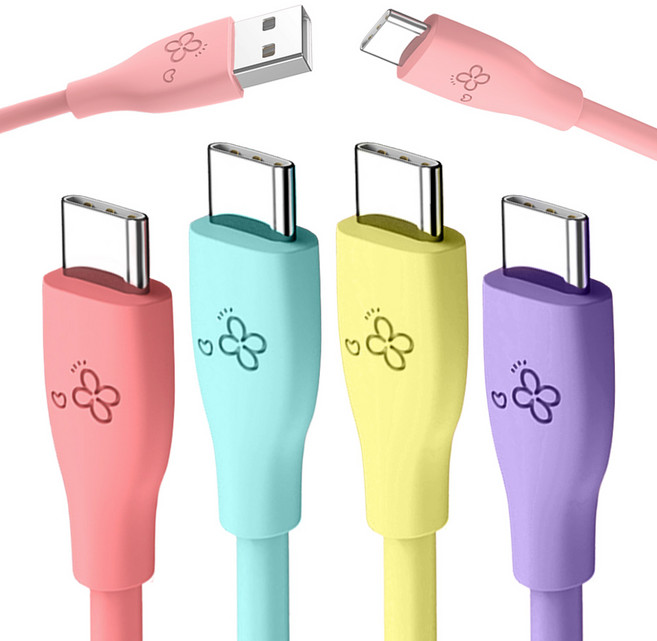 아이엔조이 마카롱 C타입 고속 충전 케이블, 1.2m, 혼합색, 4개입