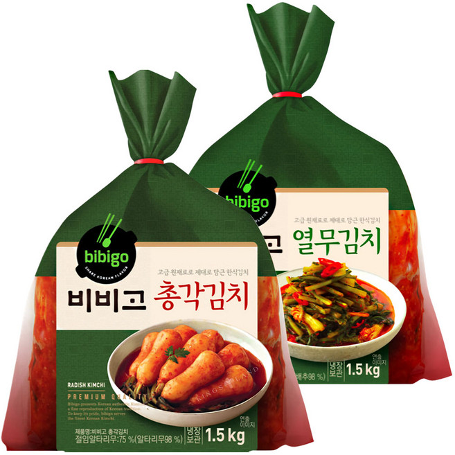 비비고 총각김치1.5kg ＋ 열무김치 1.5kg 혼합팩, 1개